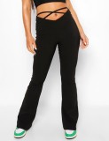 Black Criss Cross Hollow Out Sexy Pants