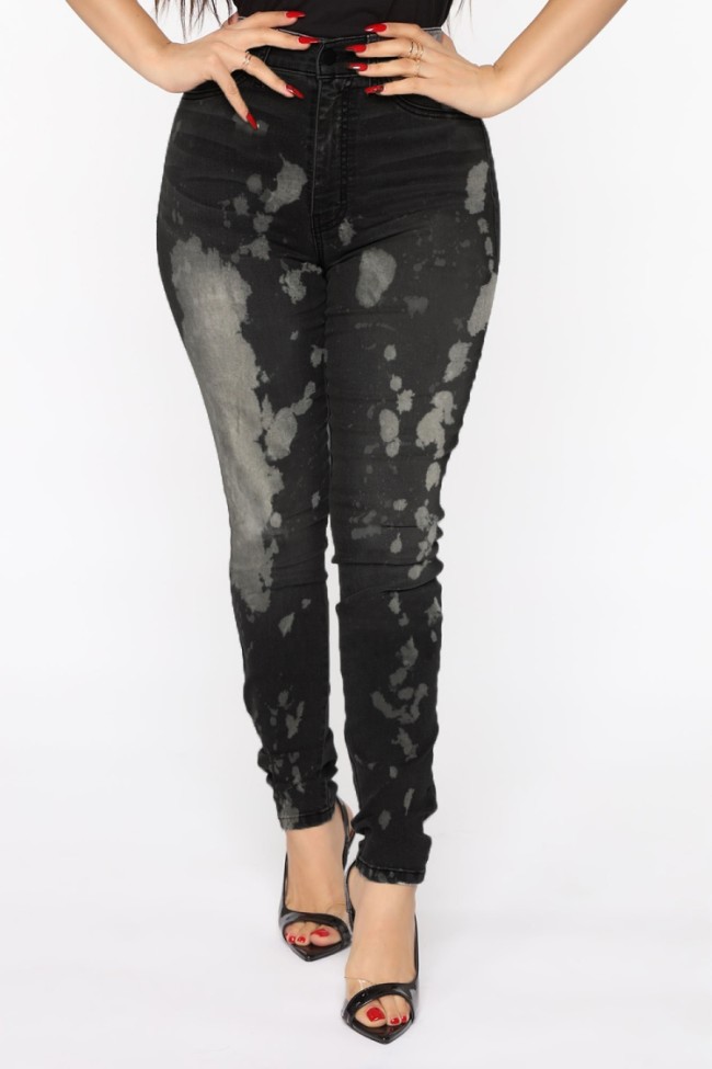 Black Distressed Fitted High Waist Jeans