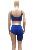 Blue Sexy Cami Crop Top and Irregular Shorts Two Piece Outfits