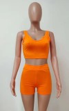 Orange Crop Tank  and Shorts Bodycon Matching Set