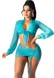 Sexy Bikini with Transparent Skirt Cover Up 4PCS Set