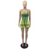 Fashion Sexy Tie Dye Hollow Out Cami Bodycon Rompers