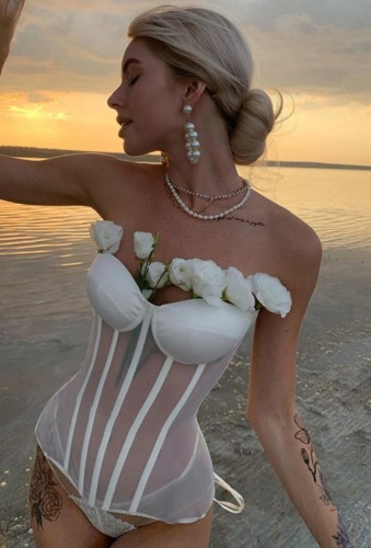Strapless See Through White Sexy Bustier