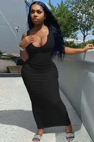 Black Sexy Bodycon Long Tank Dress