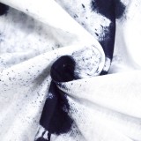 Casual Tie Dye Cold Shoulder 3/4 Sleeve Short Dress