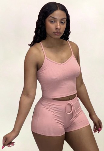 Casual Cami Crop Top and Shorts Two Piece Set