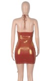 Hot Sale Sexy Metallic Cut Out Ruched Strapless Club Dress