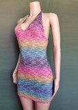 Casual Gradient Halter Knitting Dress