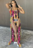 Tie Dye High Slit Sleeveless Maxi Dress