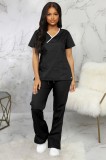 Black Short Sleeve Top and Pants 2PCS Nurse Costume