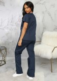 Blue Short Sleeve Top and Pants 2PCS Nurse Costume