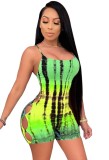 Fashion Sexy Tie Dye Hollow Out Cami Bodycon Rompers