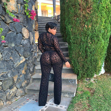 Plus Size Black See Through Sexy Flare Jumpsuit