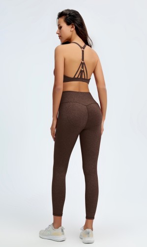 Solid Hollow Out Bra and High Waist Leggings Two Piece Yoga Set