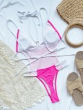 Hot Pink Hollow Out Halter One Piece Swimsuit