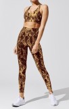 Print Bra and High Waist Leggings Two Piece Yoga Set