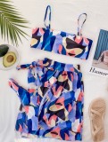 Print Multicolor 3pcs Swimwear with Cover Up