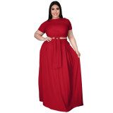 Plus Size Red Wrap Around Crop Top and Long Skirt Set