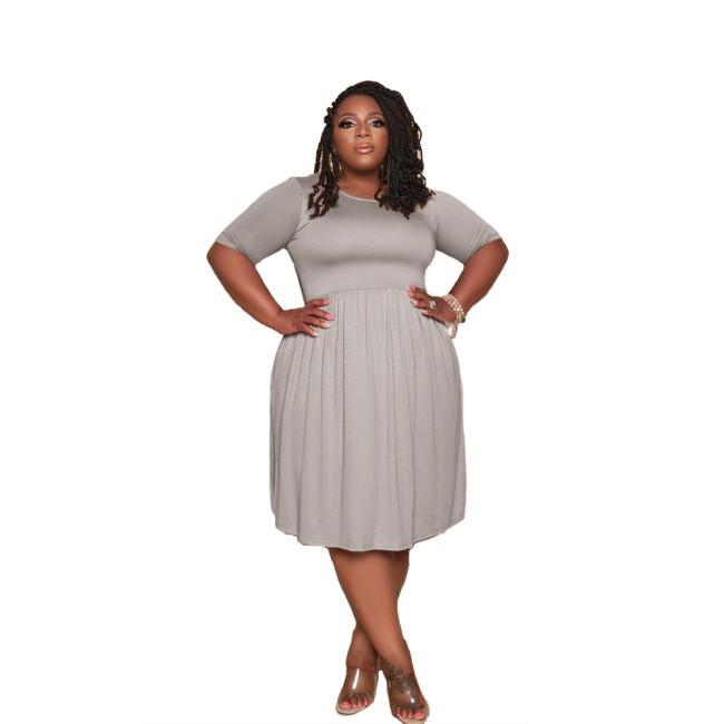 Plus Size Gray Short Sleeve Loose Casual Dress