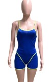 Blue Sexy Backless Sports Irregular Bodycon Rompers