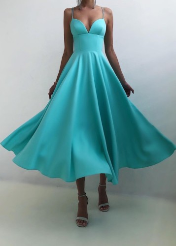 Formal Blue High Waist Cami Long Prom Dress