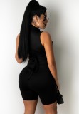 Sexy Black Hollow Out Sleeveless Irregular Bodycon Rompers