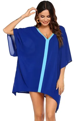 Bat Sleeves V-Neck Short Cover-Up Beach Dress