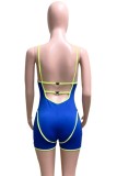 Blue Sexy Backless Sports Irregular Bodycon Rompers