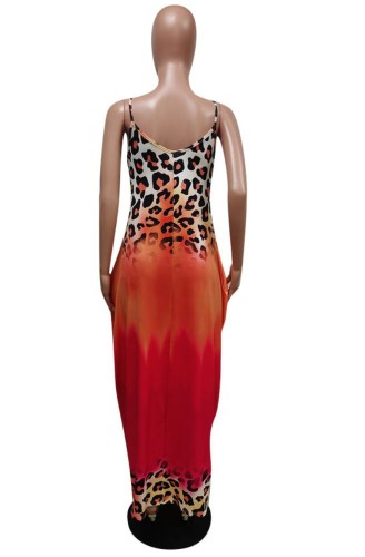 Multi-Color Leopard Loose Cami Maxi Dress