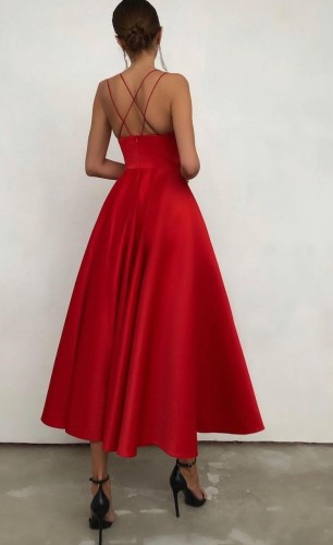 Formal Red High Waist Cami Long Prom Dress