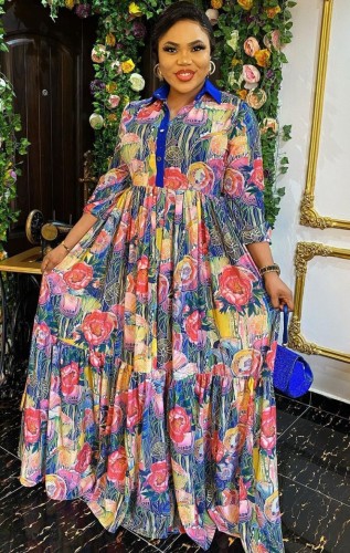African Style Floral Maxi Dress