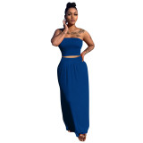 Solid Sexy Bandeau Top and Long Skirt 2PCS Set