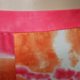 Tie Dye Hot Pink Plus Size Biker Shorts Set