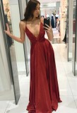 Formal Red Deep-V Cami Evening Dress