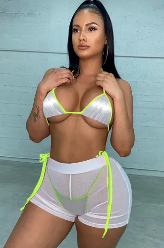 Sequins Mesh 3PCS Swimwear Set