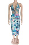 Wholesale Sexy Cut Out Floral Halter Midi Dress
