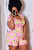 Plus Size Fruit Print Sexy Bodycon Rompers