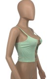 Green Ribbed Sexy Butterfly Hollow Out Party Cami Crop Top