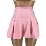 Wholesale Pink High Waist Short Pleated Skirt