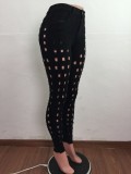 Black Stylish Hollow Out TightJeans