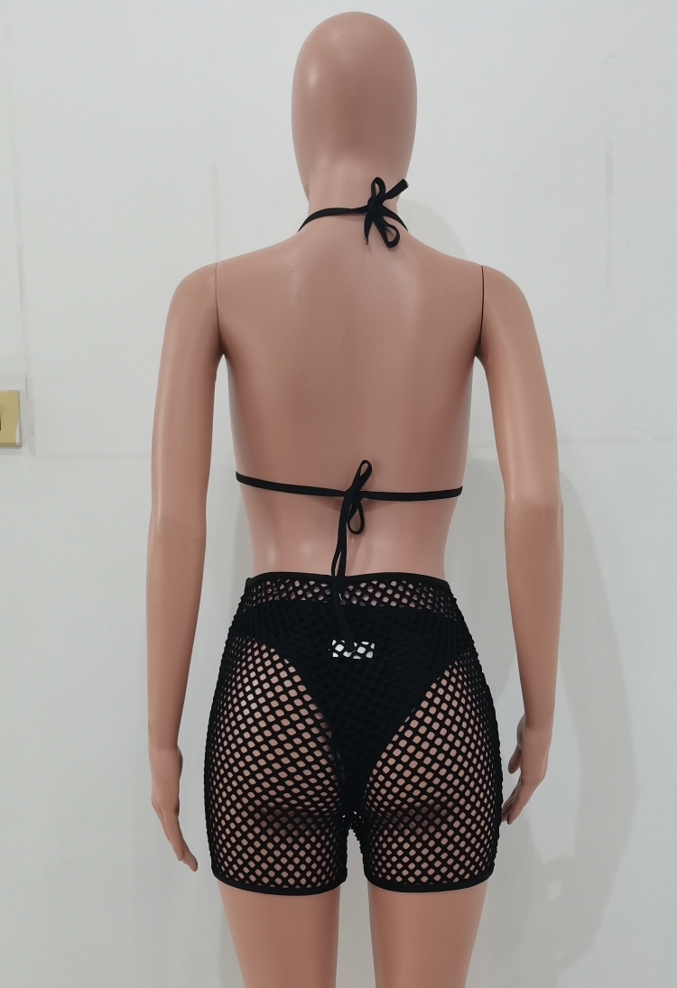 Black Fishnet 3PCS Bikini Set