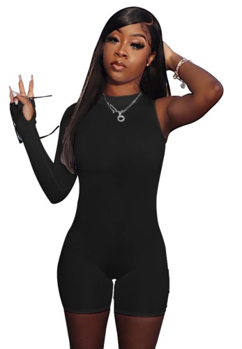 Black Sexy Single Sleeve Bodycon Rompers