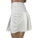 Wholesale White High Waist Short Pleated Skirt