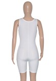 White Sexy Ribbed Sleeveless Bodycon Rompers