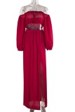 Red Bandeau Top and Side Slit Long Skirt2PCS Set