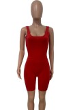 Red Bodycon Rompers with Long Cardigan