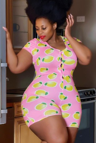 Plus Size Fruit Print Sexy Bodycon Rompers
