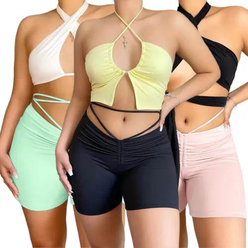 Green Sexy Tie Around Sports Shorts