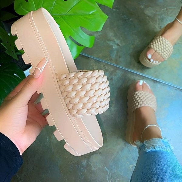 white braided slides