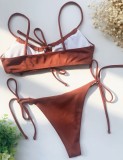 Solid Strings Tie Sides Bikini Set